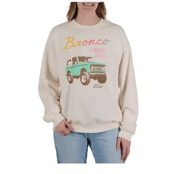 Ford Sweaters - Ford Bronco Cream Sweatshirt with Colorful Graphic